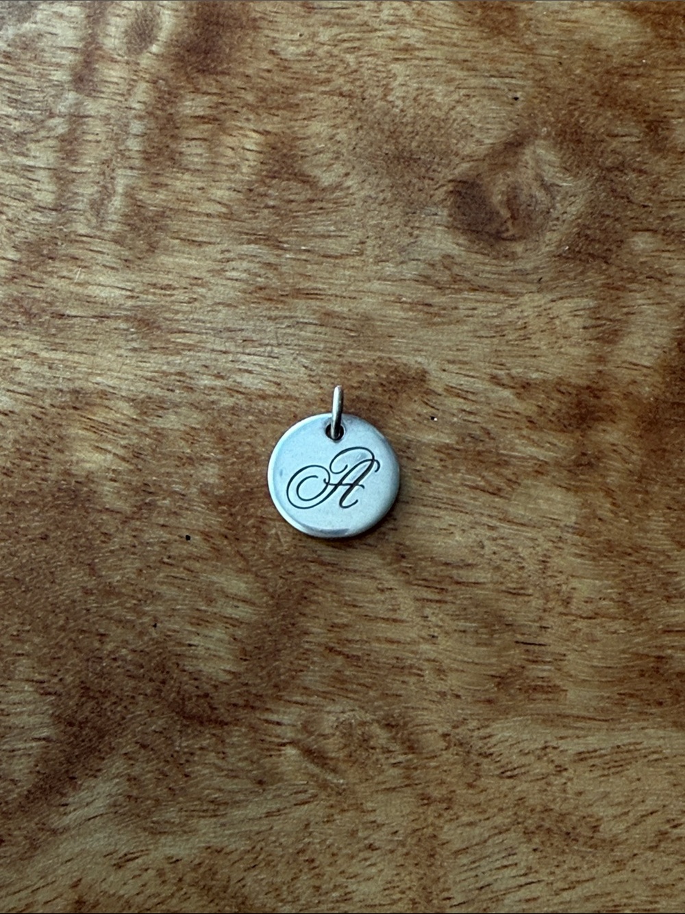 Tiffany & Co Silver Letter A Alphabet Initial Round Circle Notes Charm Pendant
